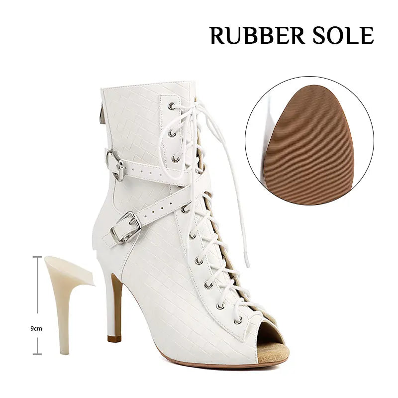 🤍 Papé Rebel Elegance Boots – White Lace-Up Heels