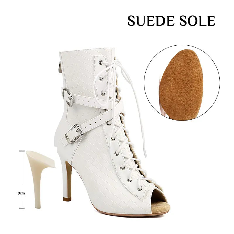 🤍 Papé Rebel Elegance Boots – White Lace-Up Heels